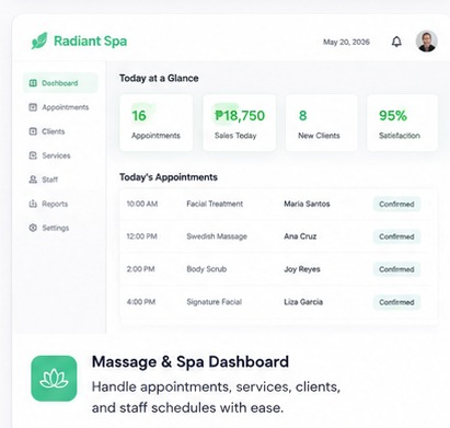 Beauty and wellness booking web app sample